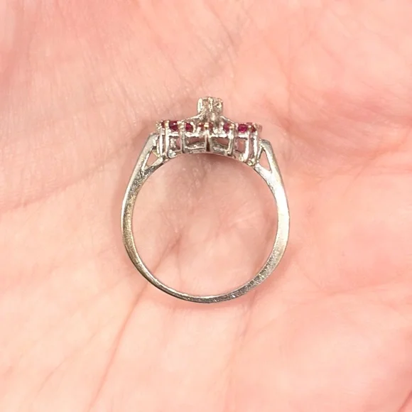 Vintage 14K PSCO Natural Ruby Diamond Ring Art Nouveau Size 7 Filigree Starburst - Picture 12 of 16